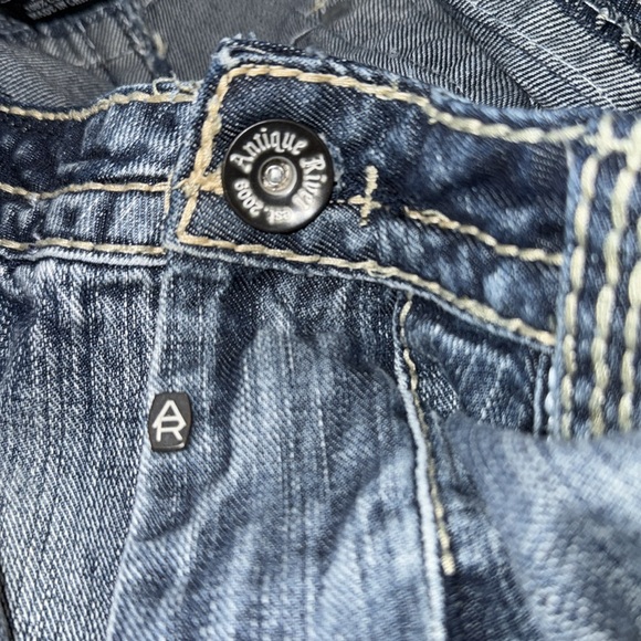 Antique Rivet 34x32 Mens Denim Blue Relaxed Jeans - Picture 15 of 15